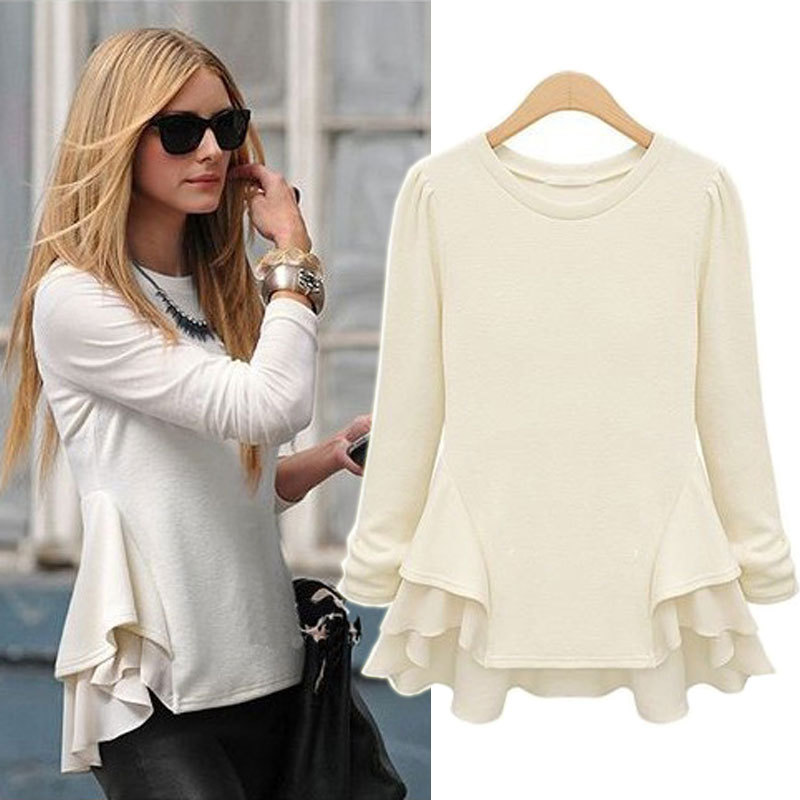 t-splicing-sleeved-t-shirt-slim-slim-chiffon-shirt-on-luulla